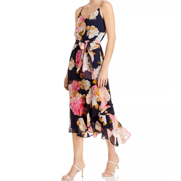 KARL LAGERFELD PARIS Printed Belted Midi Dress - Picture 1 of 3